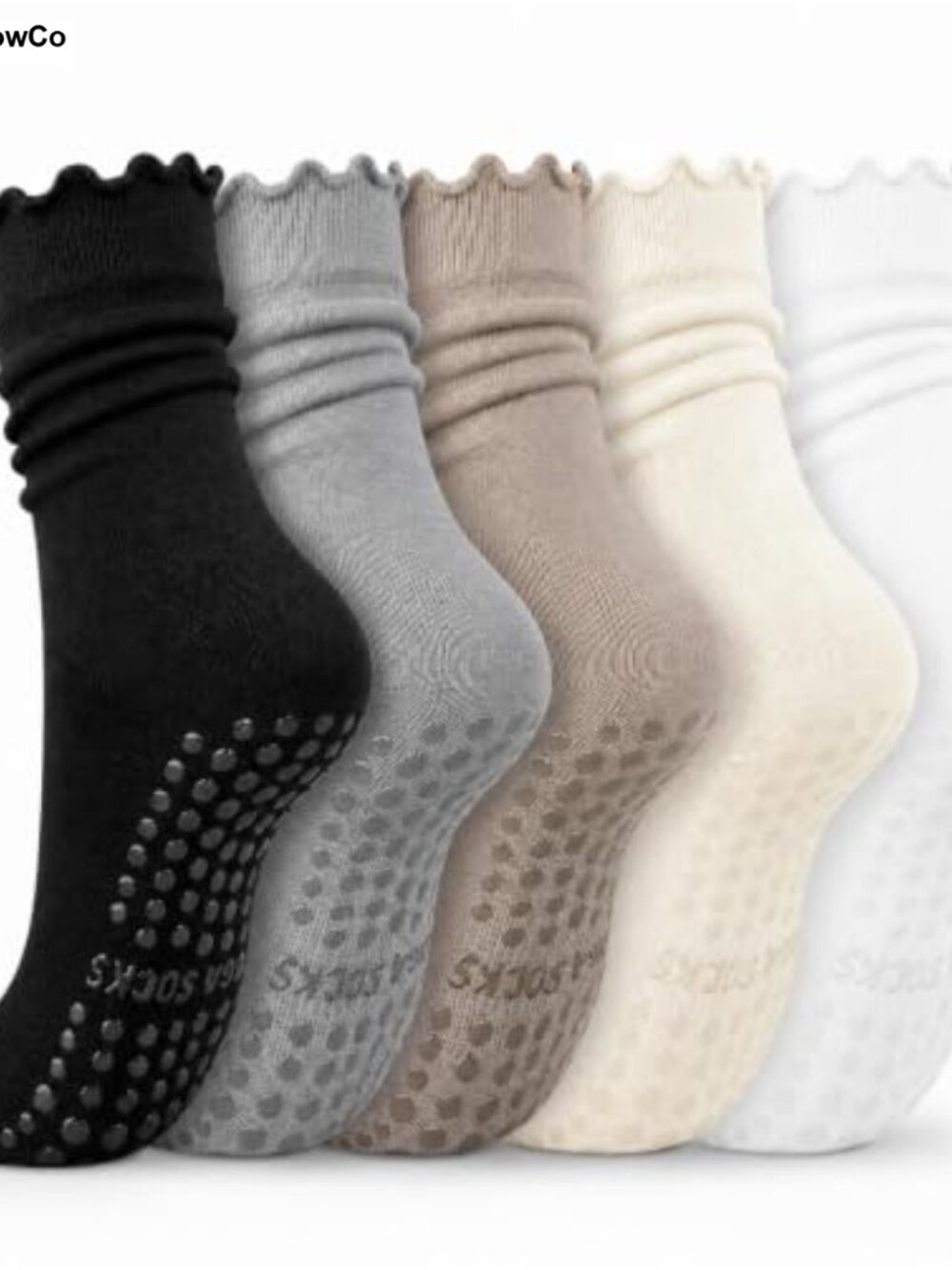 Pilates Socks with Grips for Women, Cute Ruffle Non Slip Yoga Socks